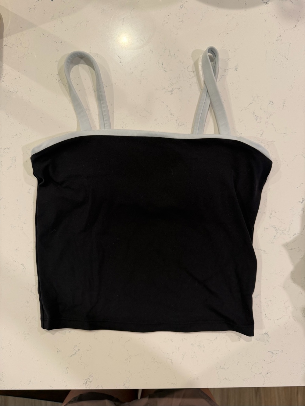 Black Athletic Tank Top with White Trim
